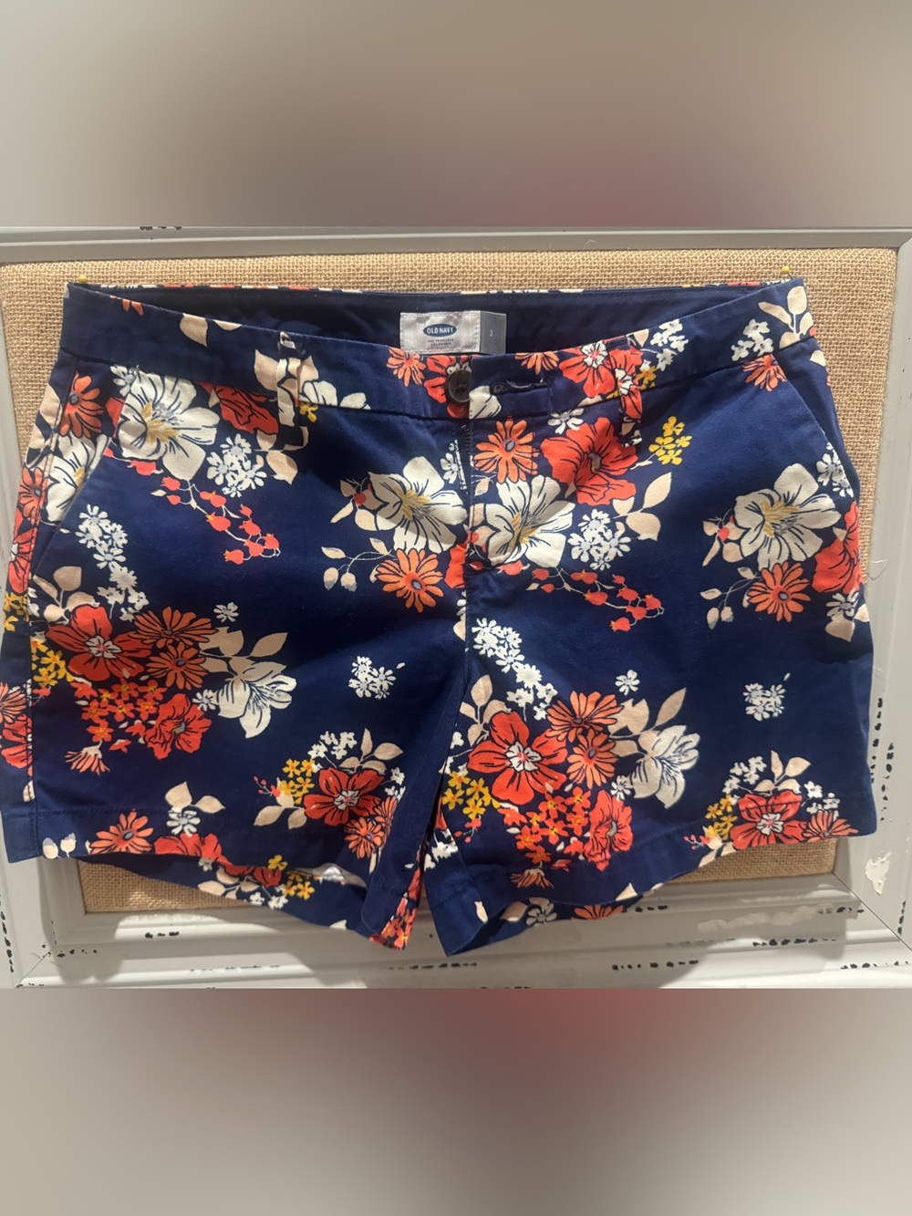 Old Navy Navy Floral Print Bermuda Shorts